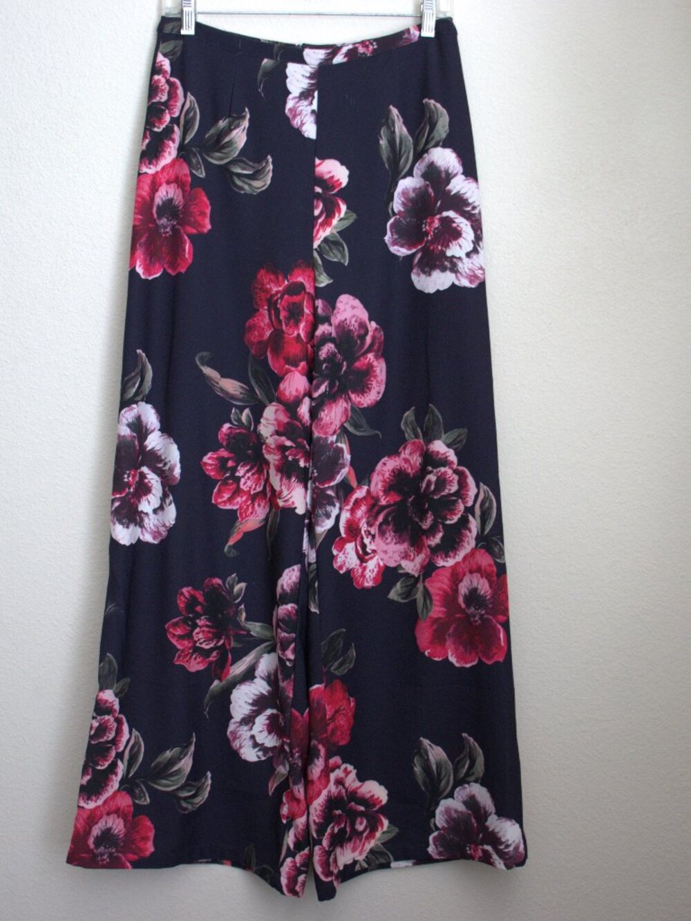 Keepsake the Label Floral Wide Leg Size M High Waist Palazzo Pants Navy Pink